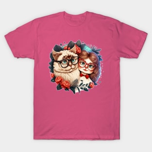 Cat Couple Valentine's Day Funny Matching Couple T-Shirt